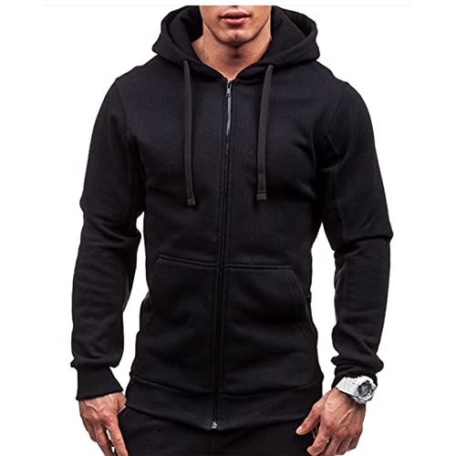 Generic Herren Winterjacke Oversize Vintage Mode Fleece Winterjacke Festliche Warme Kapuzenpullover Fitness Outdoor Sportbekleidung Lässige Herbstjacke Herren Jacke Weihnachts Schwarz XL von uxxnjfg