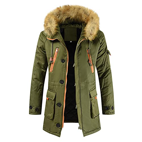 Generic Jacke Herren Winter Übergangsjacke Warme Kapuzenjacke Zipper Fleece Oversized Wintermantel Business Locker Modern Herbst Jacke Vintage Langarm Arbeitsjacke Armeegrün 6XL von uxxnjfg