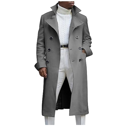Generic Jacke Herren Winter Übergangsjacke Warme Wintermantel Trenchcoat Winterparka Business Locker Wärme Herbst Jacke Modern Langarm Wintermantel Männer Jacket Grau XL von uxxnjfg