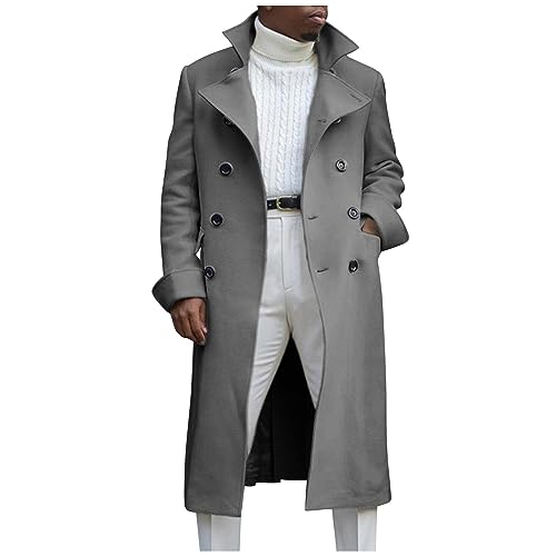 Generic Jacke Herren Winter Übergangsjacke Warme Wintermantel Trenchcoat Winterparka Business Locker Wärme Herbst Jacke Modern Langarm Wintermantel Männer Jacket Grau XXL von uxxnjfg