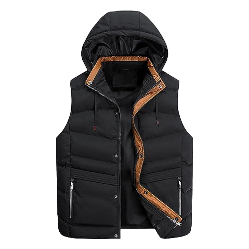 Generic Outdoor Weste Herren Leichte Puffer Winter Arbeitsweste Übergrößen Mit Reißverschluss Taschen Pufferweste Slim Fit Fleece Weste Gilet Ärmellose Sportweste Männer Jacket Schwarz 7XL von uxxnjfg