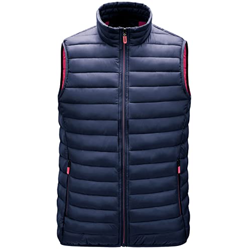 Generic Steppweste Herren Leichte Puffer Winter Arbeitsweste Slim Fit Mit Stehkragen Pufferweste Warme Fleece Weste Gilet Ärmellose Steppweste Oberbekleidung Dunkelblau 3XL von uxxnjfg