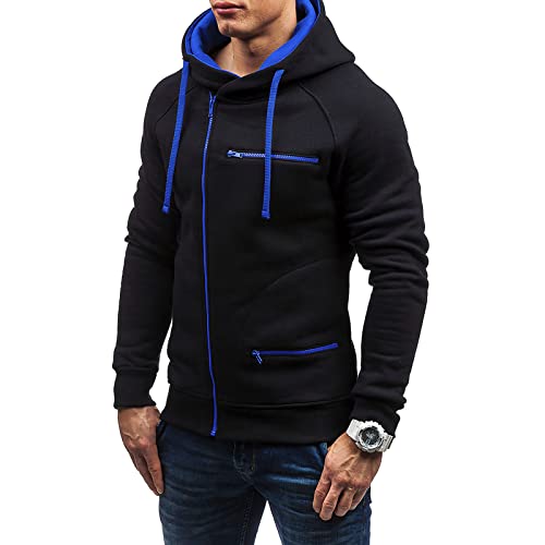 Herren kapuzenPullover Mit Kapuze Casual Fleece Winterjacke Zip Up Große Größen Kapuzenpullover Basic Outdoor Sportbekleidung Herbstjacke Trainingspullover Herren Clothes Weihnachts Schwarz XL von uxxnjfg