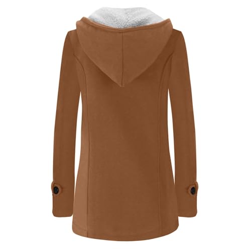 Strickfleecejacke Damen Lang mit Kapuze Winterjacke Mode Frühling Teddy-Fleece Sweatjacke Hoodie Pullover Sweatshirt Arbeits Winter Jacket Herbst Strickjacke Weihnachts Kleidung Damen kaffee L von uxxnjfg