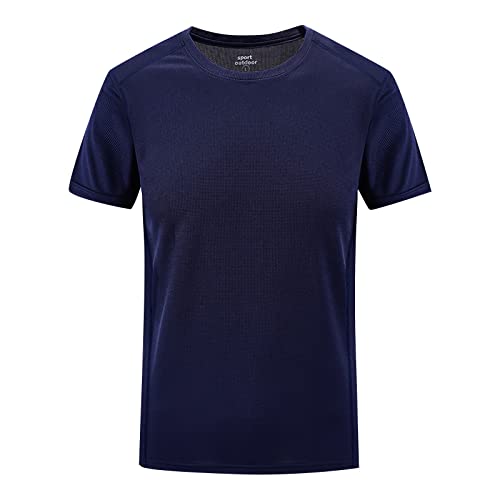 T-Shirts Für Herren Kurzarm Rundkragen Shirts Freizeit Sommer Slim Fit Günstig Kleider Business Vintage Basic T-Shirt Kleidung Clothes Outfits Dunkelblau 7XL von uxxnjfg