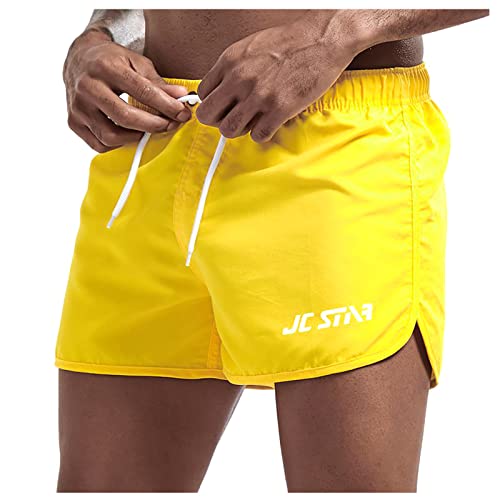 uxxnjfg Badehose Herren Kurz Bademode Sommer Freizeit Schnelltrocknende Günstig Kleider Modern Strand Schwimm Shorts Kleidung Clothes Outfits Gelb XXL von uxxnjfg