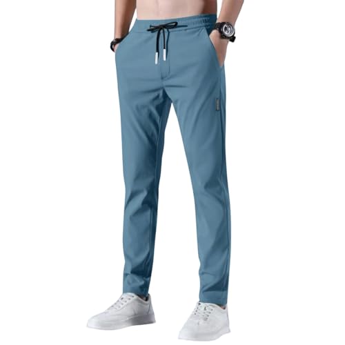 uxxnjfg Baggy Jogginghose Herren,Freizeithose Herren Kinder Stretch Arbeitshose Fitness Sporthose Slim Fit Hose Trainingshose Jogger Sweatpants Jogginghosen Männer Leicht Sommerhose Blau L von uxxnjfg