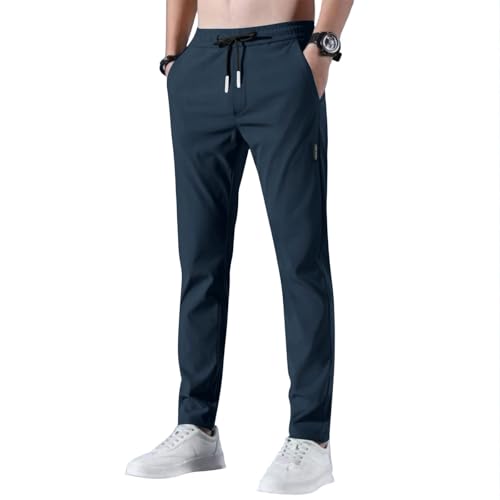 uxxnjfg Baggy Jogginghose Herren,Freizeithose Herren Kinder Stretch Arbeitshose Fitness Sporthose Slim Fit Hose Trainingshose Jogger Sweatpants Jogginghosen Männer Leicht Sommerhose Dunkelblau XXL von uxxnjfg