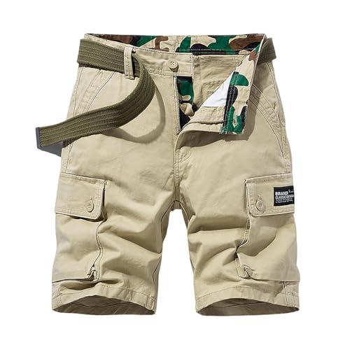 uxxnjfg Cargo Shorts Herren Cargohose Kurz Sommer Freizeithose Kurze Hose Herren Leichte Chino Shorts Sommerhose Große Größen Baggy Strandhose Beach Angebote des Tages Heute Khaki XL von uxxnjfg