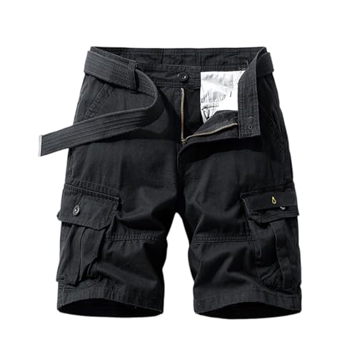 uxxnjfg Cargo Shorts Herren Cargohose Kurz Sommer Freizeithose Kurze Hosen Herren Baumwolle Chino Shorts Sommerhose Baggy Große Größen Strandhose Dünne Angebote des Tages Heute Schwarz XL von uxxnjfg