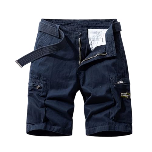 uxxnjfg Cargo Shorts Herren Cargohose Kurz Sommer Strandhose Kurze Hosen Herren Baumwolle Chino Shorts Freizeithose Beach Große Größen Sommerhose Baggy Angebote des Tages Heute(Dunkelblau,M) von uxxnjfg