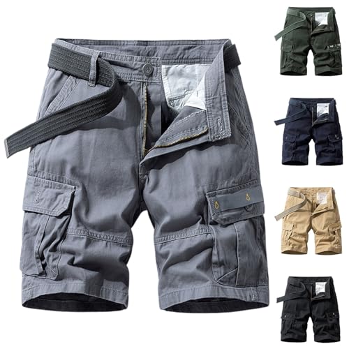 uxxnjfg Cargohose Herren Kurz Cargo Shorts Sommer Kurze Hosen Herren Stretch Leichte Shorts Sommerhose Baggy Beach Freizeithose Große Größen Strandhose Angebote des Tages Heute Grau M von uxxnjfg