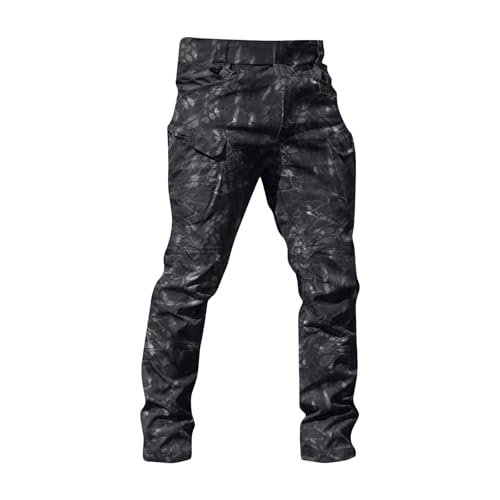uxxnjfg Chino Hose Herren, Cargohose Herren Stretch Outdoorhose Arbeitshosen Mit Taschen Hosen Baggy Dschungelcamp Kostüm Trekkinghose Tactical Militär Trainingshose Schlangenmuster L von uxxnjfg