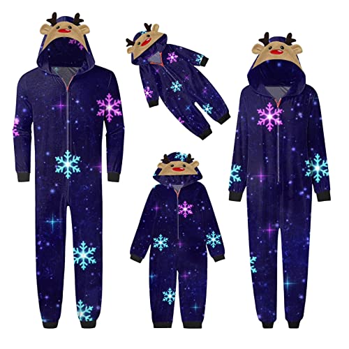 uxxnjfg Generic Pyjama Weihnachten Familie Set Kuschel Warmer Onesie mit Kapuze Schlafanzug Couple Weihnachtsoutfit Herren Baby Kinder Sleepwear Schlafanzüge Für Vater Mutter Junge Mädchen Herren L von uxxnjfg