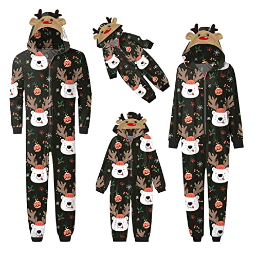 uxxnjfg Generic Weihnachts Pyjama Familie Set Kuschel Warmer Onesie mit Kapuze Pyjama Couple Weihnachtsoutfit Herren Kinder Baby Sleepwear Schlafanzüge Für Vater Mutter Junge Mädchen Herren XL von uxxnjfg