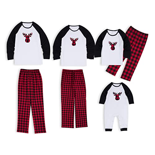 uxxnjfg Generic Weihnachtspyjama Familie Set Kuschel Warmer Rentier Pyjama Couple Weihnachtsoutfit Damen Baby Herren Sleepwear Schlafanzüge Für Vater Mutter Junge Mädchen Herren 4XL von uxxnjfg