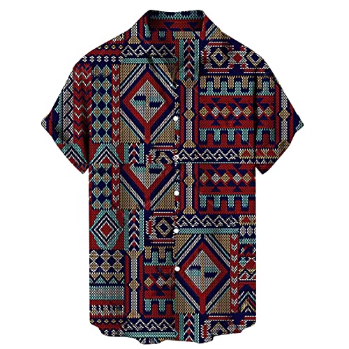 uxxnjfg Hemd Männer Hawaii Blumen Kurzarm Poloshirt Slim Fit Freizeit Sommer Günstig Kleider Sport Business Vintage Hemd Blumen Kleidung Clothes Outfits Rot XXL von uxxnjfg