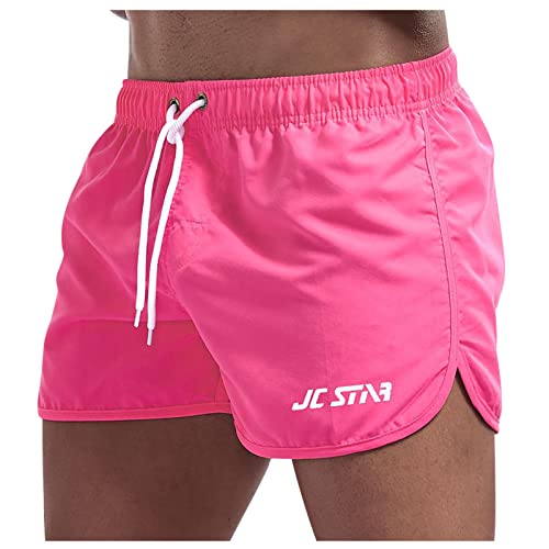 uxxnjfg Herren Badehose Kurz Schwimmhose Sommer Freizeit Schnelltrocknende Günstig Kleider Modern Regular Schwimm Shorts Kleidung Clothes Outfits Pink L von uxxnjfg