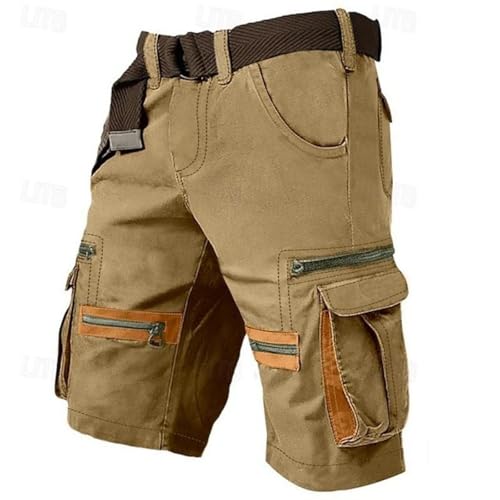 uxxnjfg Herren Cargo Shorts Cargohose Kurz Sommer Freizeithose Arbeitshosen Männer Kurz Leichte Chino Shorts Sommerhose Große Größen Dünne Strandhose Baggy Meine Bestellungen Anzeigen(Khaki,3XL) von uxxnjfg