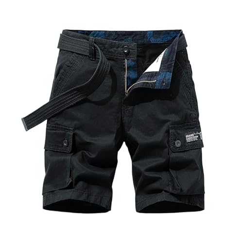uxxnjfg Herren Cargo Shorts Cargohose Kurz Sommer Freizeithose Kurze Hosen Herren Leichte Stretch Shorts Strandhose Baggy Beach Sommerhose Große Größen Blitzangebote des Tages Schwarz L von uxxnjfg