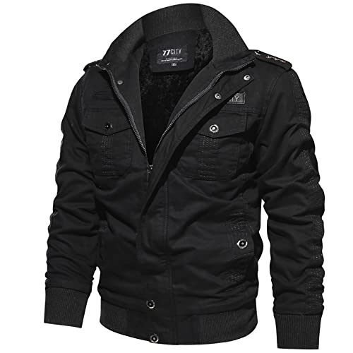 uxxnjfg Herren Jacke Winter Übergangsjacke Wärme Bomberjacke Oversized Zipper mit Stehkragen Arbeitsjacke Vintage Wärme Arbeits Outdoor Jacken Modern Langarm Winterparka Oberbekleidung Schwarz XL von uxxnjfg