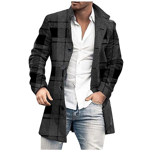 uxxnjfg Herren Jacke Winter Übergangsjacke Warme Wintermantel Trenchcoat Wintermantel Locker Arbeits Modern Outdoor Jacken Wärme Langarm Winterparka Oberbekleidung Schwarz M von uxxnjfg