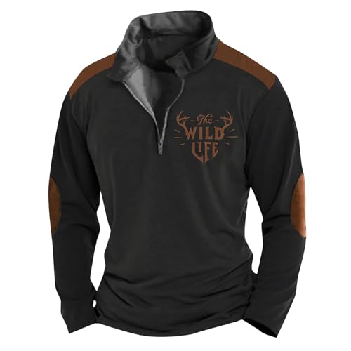 uxxnjfg Herren Pullover Winter Ohne Kapuze Warme Classic Langarmshirt 90er Jahre Outfit Herren Fleece Baumwolle Stehkragen Oberteile Herbst Langarm Arbeits Sweater Fleecepullover Schwarz 5XL von uxxnjfg