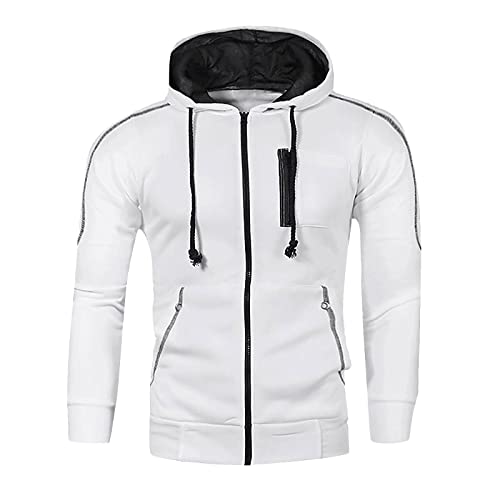 uxxnjfg Herren Winterjacke Oversize Vintage Casual Fleece Winterjacke Frühling Fitness Sweatshirt Festliche Outdoor Arbeitsjacke Herbstjacke Trainingspullover Herren Clothing Halloween Weiss XXL von uxxnjfg