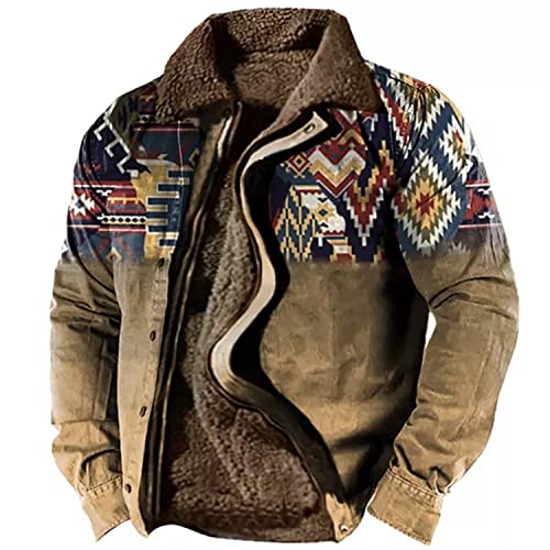 uxxnjfg Herren Winterjacke Übergangsjacke Wärme Fleecejacke Zipper Winterparka Modern Vintage Arbeits Herbst Jacke Wärme Langarm Arbeitsjacke Männer Jacket Khaki 3XL von uxxnjfg