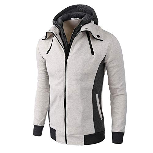 uxxnjfg Jacke Herren Winter Übergangsjacke Wärme Kapuzenjacke Zipper Arbeitsjacke Übergrößen Modern Locker Outdoor Jacken Business Langarm Wintermantel Oberbekleidung Beige M von uxxnjfg