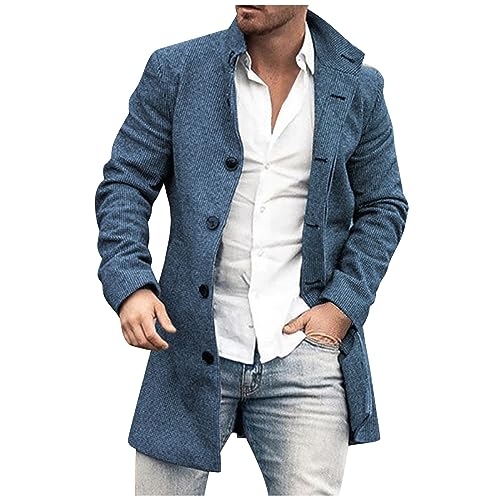 uxxnjfg Jacke Herren Winter Übergangsjacke Wärme Wintermantel Trenchcoat Winterparka Business Übergrößen Locker Herbst Jacke Arbeits Langarm Wintermantel Männer Jacket Königsblau XXL von uxxnjfg