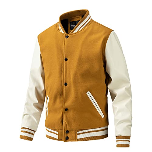uxxnjfg Jacke Herren Winter Übergangsjacke Warme College Jacke Fleece Arbeitsjacke Arbeits Übergrößen Modern Outdoor Jacken Business Langarm Wintermantel Männer Jacket Orange XXL von uxxnjfg