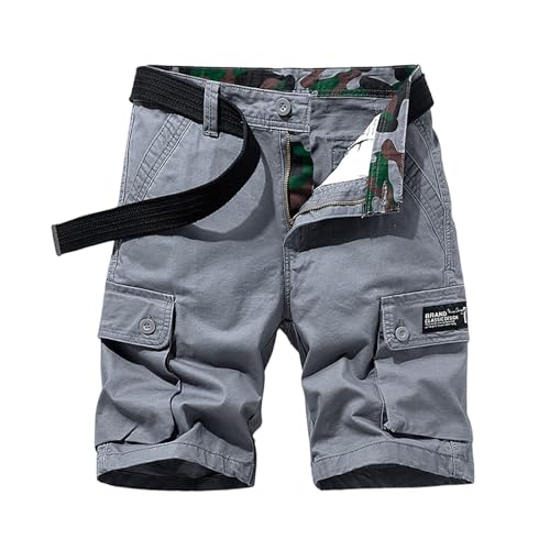 uxxnjfg Kurze Cargohose Herren Cargo Shorts Sommer Sommerhose Arbeitshosen Männer Kurz Stretch Baumwolle Shorts Freizeithose Große Größen Dünne Strandhose Baggy Angebote des Tages Heute Grau XL von uxxnjfg