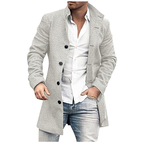 uxxnjfg Mantel Herren Winter Übergangsjacke Wärme Wintermantel Trenchcoat Wintermantel Locker Übergrößen Vintage Outdoor Jacken Modern Langarm Winterparka Oberbekleidung Beige L von uxxnjfg