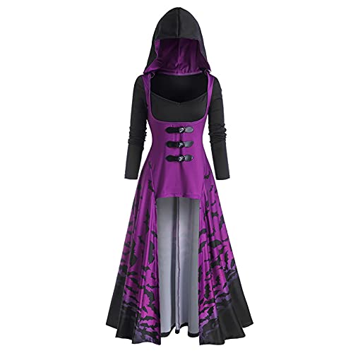 uxxnjfg Mittelalter Kleidung Damen Bluse Mit Kapuze Victorian Umhang Langarm Kleider Steampunk Fasching Barock Halloweenkostüme Böse Sexy Trachten Mittelalter Kleid Festliche Kleidung Damen Rosa M von uxxnjfg