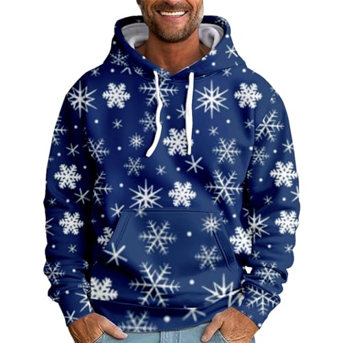 uxxnjfg Pullover Herren Winter Oversize Kapuzenpullover Weihnachtspullover Mit Kapuze Geschenk Für Männer Fitness College Basic Sweatjacke Herbst Outdoor Activewear Für Herren Dunkelblau XL von uxxnjfg