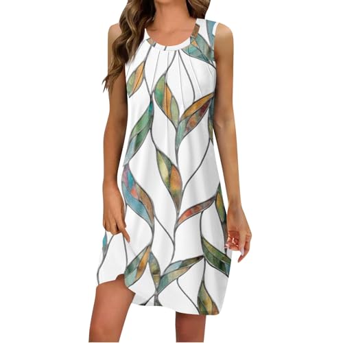 uxxnjfg Sommerkleider Damen Leicht Und Luftig, Blumenkleid Damen Boho Sexy Wickelkleid Kleider Damen Sommer Lang Elegant Blumen Sommerkleid Blumenkleid Große Größen Summer Dresses ärmellos Weiß M von uxxnjfg