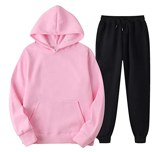 uxxnjfg Sweatshirts Für Herren Set Baggy Große Größen Hoodie Herbst&Winter Sportanzüge Stretch Freizeit Laufjacke Herren Basic Gym Fußball Sportbekleidung Für Herren Männer Clothes Outfits Rosa 3XL von uxxnjfg