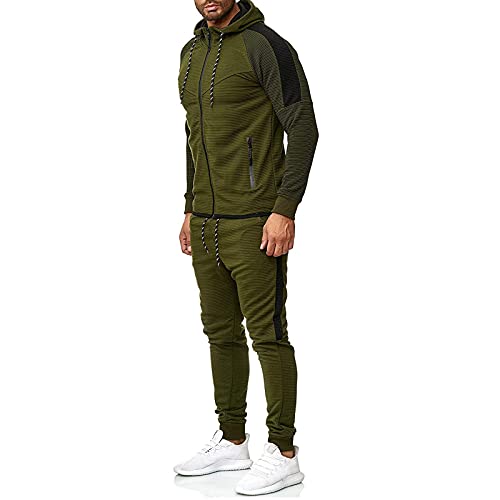 uxxnjfg Sweatshirts Für Herren Set Zipper Trainings Wärmer Hoodie Herbst Trainingsanzüge Freizeit Winter Jacket Herren Fitness Shaping Outdoor Sport Anzug Für Männer Clothes Outfits Armeegrün 3XL von uxxnjfg