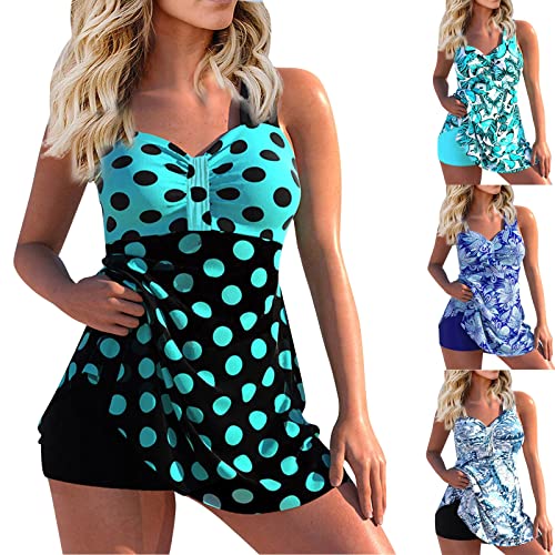 uxxnjfg Tankini Damen Bauchweg Zweiteilig Badeanzug Große Größen Tankinis Für Damen Bademode Zweiteiliger Push Up Oberteil Curvy Badetop Mit High Waist Schwimmhose Swimsuits Strandmode(Schwarz,M) von uxxnjfg