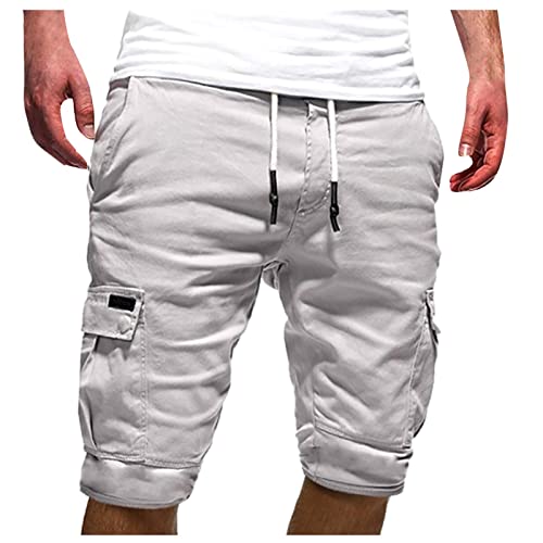 uxxnjfg Unterhosen Männer Cargo Shorts Sommer Stretch Freizeit Günstig Kleider Fitness Basic Modern Sportbekleidung Kleidung Clothes Outfits Weiss M von uxxnjfg