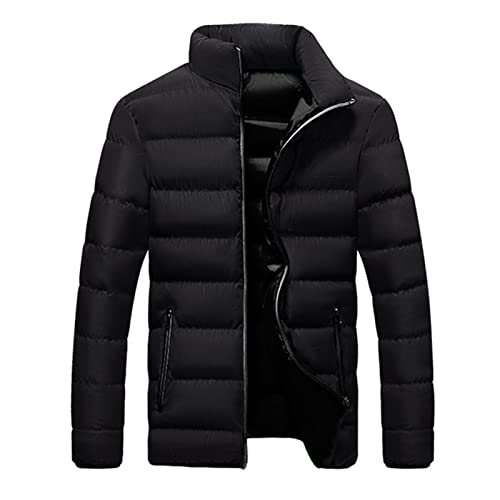 uxxnjfg Winterjacke Herren Leichte Stehkragen Puffer Jacke Modern Zipper Warme Steppjacke Große Größen Basic Parka Männer Jacken Sport Langarm Jacke Strickjacke Weihnachts Schwarz 3XL von uxxnjfg