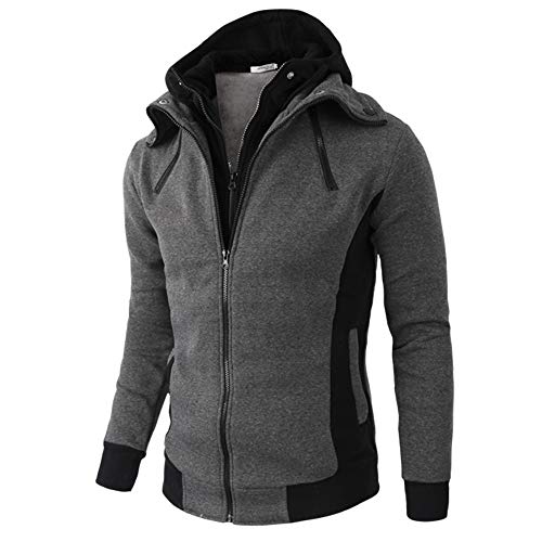 uxxnjfg Winterjacke Herren Übergangsjacke Warme Kapuzenjacke Zipper Arbeitsjacke Business Arbeits Übergrößen Outdoor Jacken Modern Langarm Wintermantel Männer Jacket Dunkelgrau L von uxxnjfg