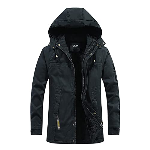 uxxnjfg Wintermantel Herren Jacke Fleecejacke Winter Warm Parka Wintermantel Geschenke Für Männer Vintage Fleece Herbst Mantel Outdoor Sport Fahrrad Jacken Für Herren Coat Men Schwarz 3XL von uxxnjfg