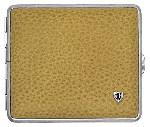 v.H 1912 VOM HOFE MANUFAKTUR Zigarettenetui Echtleder, Handmade in Germany, Eidechse beige mit Nickelrahmen, 85mm, ideal für 18 Zigaretten - Etui, Zigarettenbox von v.H 1912 VOM HOFE MANUFAKTUR