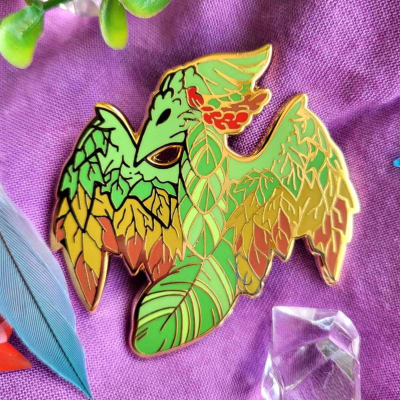 Feathery Elemental Birds - Natur Emaille Pin von v0idlessStore