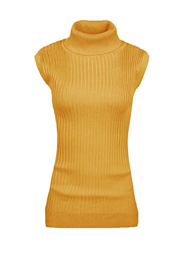 v28 Ärmelloses, dehnbares Strickpullover mit hohem Halsausschnitt für Damen - Braun - X-Groß von v28