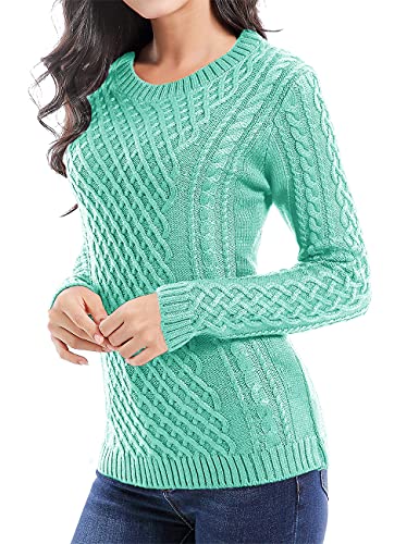 v28 Damen-Pullover, Rundhalsausschnitt, Korea-Strick, dehnbar, elastisch, langärmelig, Pullover, tiffany blue, Mittel von v28