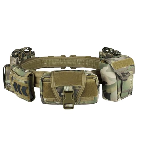 vAv YAKEDA 7 in 1 Tactical Modular Equipmen Duty Belts Law Enforcement Police Security Utility Belt mit Beuteln (CP) von vAv YAKEDA