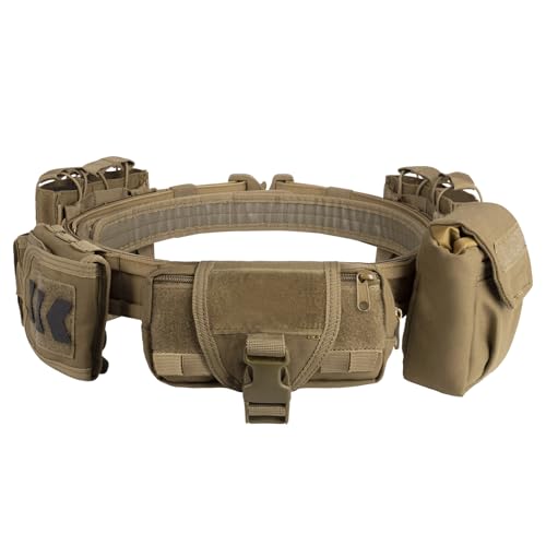 vAv YAKEDA 7 in 1 Tactical Modular Equipmen Duty Belts Law Enforcement Police Security Utility Belt mit Beuteln (Schlammfarbe) von vAv YAKEDA